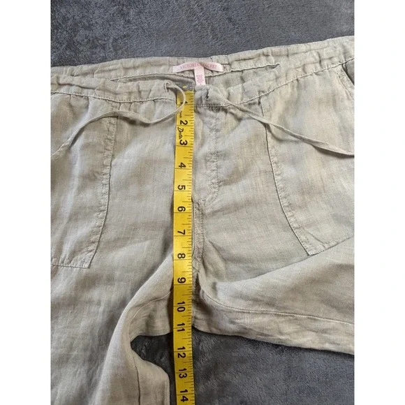 Victoria Secret Women's Beige  Flax/ Lino Wide Leg Pants Size 8 Adjustable Waist - Picture 5 of 9